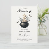 シックな'aベビーは醸造されている'ハロウィーンベビーシャワー 招待状 (スタンド正面)