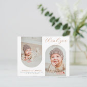 シックなArchフォトコラージミニマルベビーありがとう ポストカード (スタンド正面)