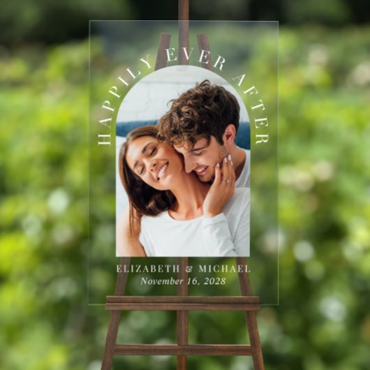 シックなArchフォトホワイト結婚ズ・ウェルカム アクリルサイン