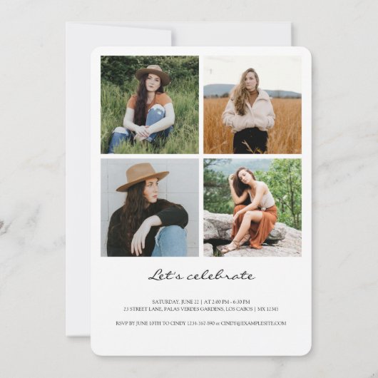 シックなArch 5フォトコラージュ卒業 案内状 (裏面)