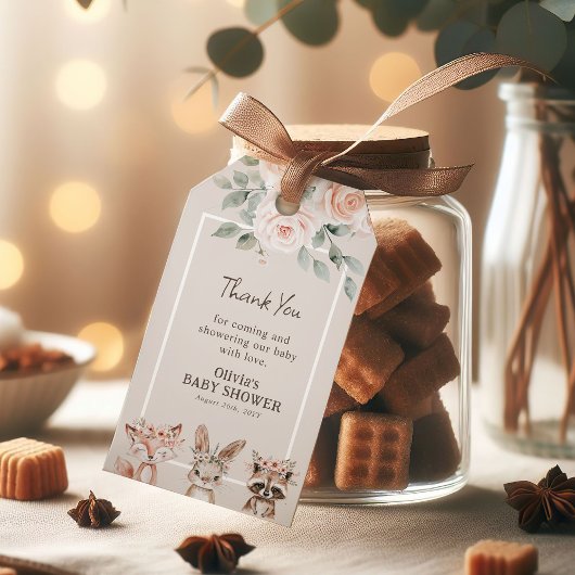 シックなBohoウッドランド動物の赤ちゃんシャワー ギフトタグ