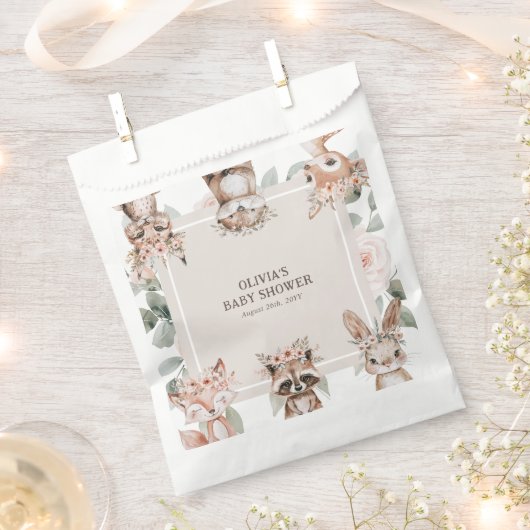 シックなBohoウッドランド動物の赤ちゃんシャワー フェイバーバッグ (クリップ留めされた状態)