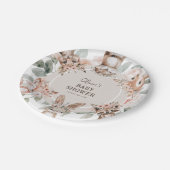 シックなBohoウッドランド動物の赤ちゃんシャワー ペーパープレート (アングル)