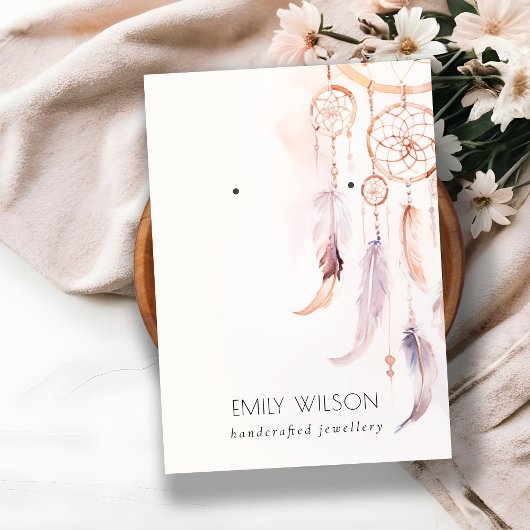 シックなBohoドリームキャッチャーの水の色のイヤリングディスプレイ 名刺