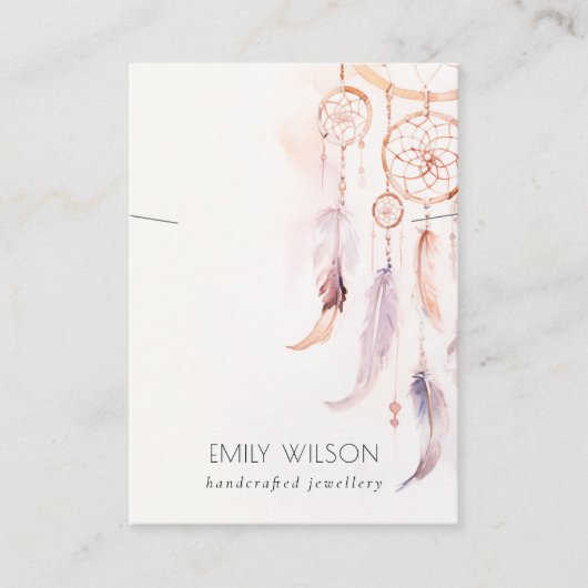 シックなBohoドリームキャッチャー水カラーネックレスディスプレイ 名刺 (正面)