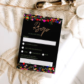 シックなboho明るい野生の花の結婚式rsvp 招待状