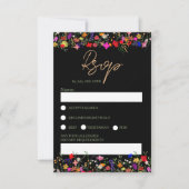シックなboho明るい野生の花の結婚式rsvp 招待状 (正面)