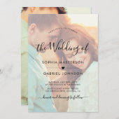 シックなBoho書道スクリプトフォトオーバーレイ結婚ズ 招待状 (正面/裏面)