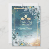 シックなChaliceグリーンバラファーストホーリーコミューン 招待状 (正面)