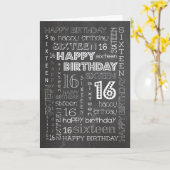 シックなChalkboard Age固有の16番目の誕生日カード カード (黄色い花)