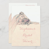 シックなEdwardianのフラッパーの花嫁のヴィンテージのブライダルシャワー 招待状 (正面/裏面)