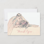 シックなEdwardianのフラッパーの花嫁のヴィンテージは感謝していしています サンキューカード (正面)