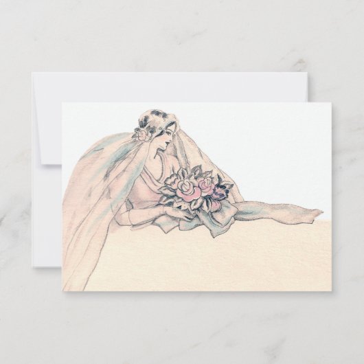 シックなEdwardianのフラッパーの花嫁のヴィンテージは感謝していしています サンキューカード (裏面)