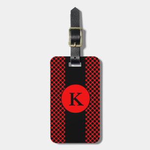 シックなLUGGAGE/BAG TAG_01 RED/BLACKのドット・パターン ラゲッジタグ