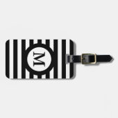 シックなLUGGAGE/BAG TAG_07 BLACK/WHITEは縞で飾ります ラゲッジタグ (正面横)