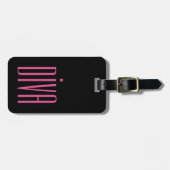 シックなLUGGAGE/BAG TAG_GIRLY "花型女性歌手" PINK/BLACK ラゲッジタグ (正面横)
