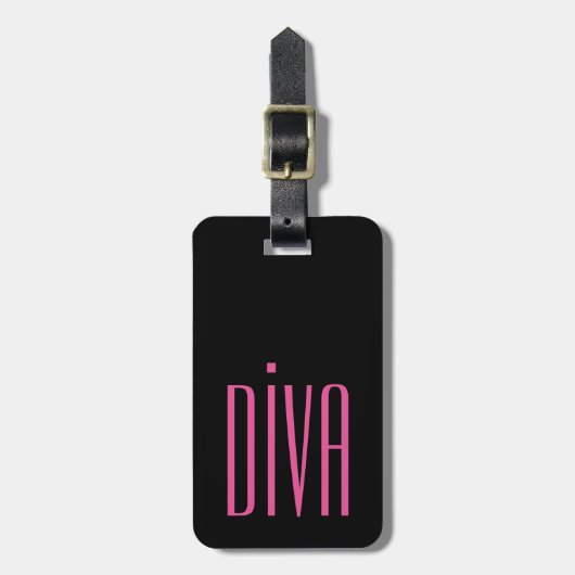 シックなLUGGAGE/BAG TAG_GIRLY "花型女性歌手" PINK/BLACK ラゲッジタグ (正面縦)