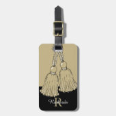 シックなLUGGAGE/BAG TAG_KHAKI TASSELS/BLACK ラゲッジタグ (正面縦)