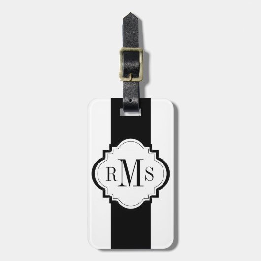 シックなLUGGAGE/BAG TAG_MODERN BLACK/WHITEは縞で飾ります ラゲッジタグ (正面縦)