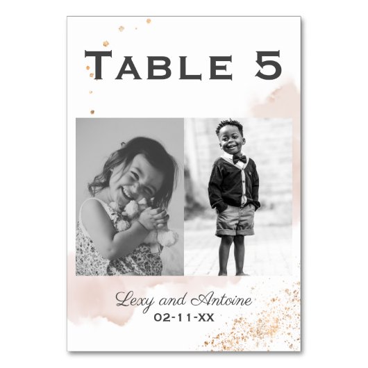 シックなMauveウォッシュ金ゴールド結婚(ばちゃばちゃ)跳ねるの写真 テーブルナンバー (裏面)