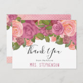 シックなMauveフローラ水の色のブライダルありがとう ポストカード (正面/裏面)