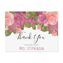 シックなMauveフローラ水の色のブライダルありがとう