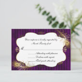 シックなMave & Golden Peacock Feather Wedding RSVP (スタンド正面)