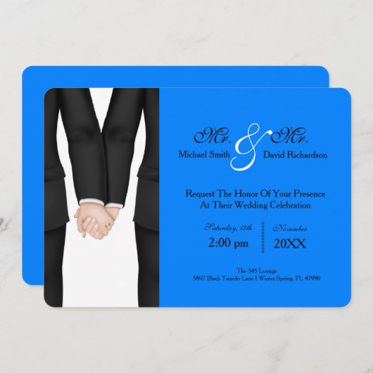 シックなmr.ツキセドカップル結婚お祝い 招待状 (正面/裏面)