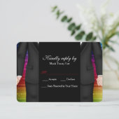 シックなmr.TuxedoさんカップルRSVPカード 招待状 (スタンド正面)