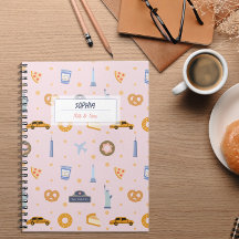 シックなNYCパターンピンク名スパイラルノート