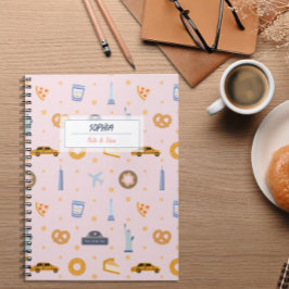 シックなNYCパターンピンク名スパイラルノート ノートブック