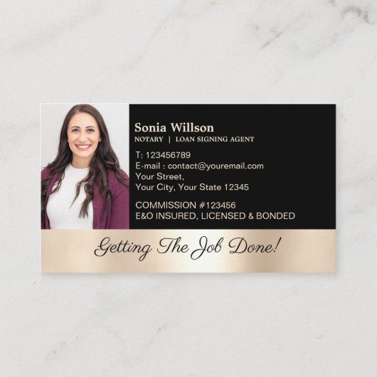 シックなOpalモバイル公証人&ローン署名エージェントフォト 名刺 (裏面)