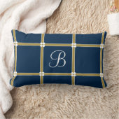 シックなPILLOW_のクラシックBLUE/GOLD/WHITEのデザイン#4 ランバークッション (ブランケット)