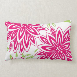 シックなPILLOW_PRETTY 561熱いPINK/GREENの花柄 ランバークッション