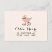 シックなPram女の子ベビーシャワーレジストリ挿入カード エンクロージャーカード (正面)