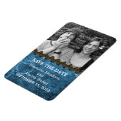 シックなSteampunk写真Save the Date Magnet, Blue マグネット (左側)