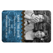 シックなSteampunk写真Save the Date Magnet, Blue マグネット (横)