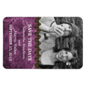 シックなSteampunk写真Save the Date Magnet, Purple マグネット (横)