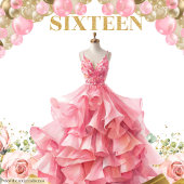 シックなSweet sixteen背景赤面バルーンのグロー タペストリー