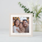 シックなTaupe & White Snowflake Photo Christmas Card カード (スタンド正面)