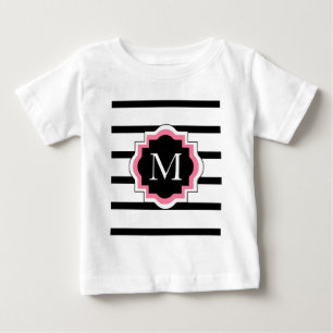 シックなTSHIRT_のプレッピーな幼児T_PINK/BLACK/WHITE ベビーTシャツ