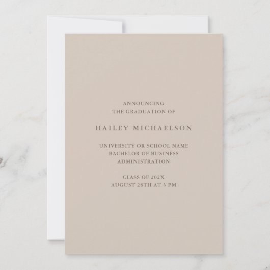 シックにミュートされた幾何学的プリント写真の卒業 招待状 (裏面)