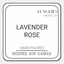 シックはっきりしたな黒モダン白の大豆キャンドルラベル スクエアシール