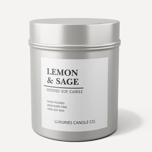 シックはっきりしたな黒モダン白の大豆キャンドルラベル スクエアシール