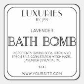 シックはっきりしたな黒モダン白バスボムラベル スクエアシール (正面)