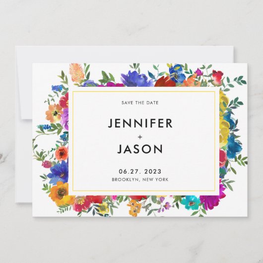 シックはっきりしたカラーバラと牡丹結婚ズ セーブザデート (正面)