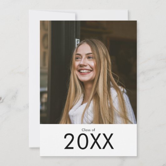 シックはっきりしたタイポグラフィ写真卒業パーティー 招待状 (裏面)