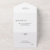 シックはっきりしたタイポグラフィRSVP QRコード詳細結婚 オールインワン招待状 (外側)