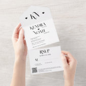 シックはっきりしたタイポグラフィRSVP QRコード詳細結婚 オールインワン招待状 (貼ってはがせる)