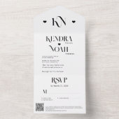 シックはっきりしたタイポグラフィRSVP QRコード詳細結婚 オールインワン招待状 (内側)